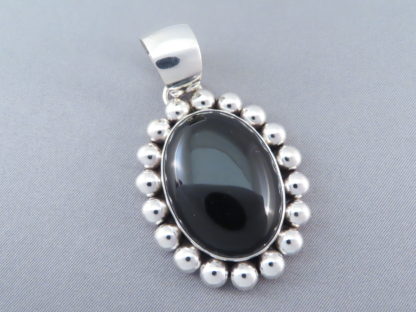 Onyx & Sterling Silver Navajo Pendant