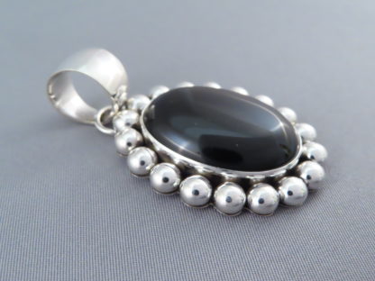 Onyx & Sterling Silver Navajo Pendant