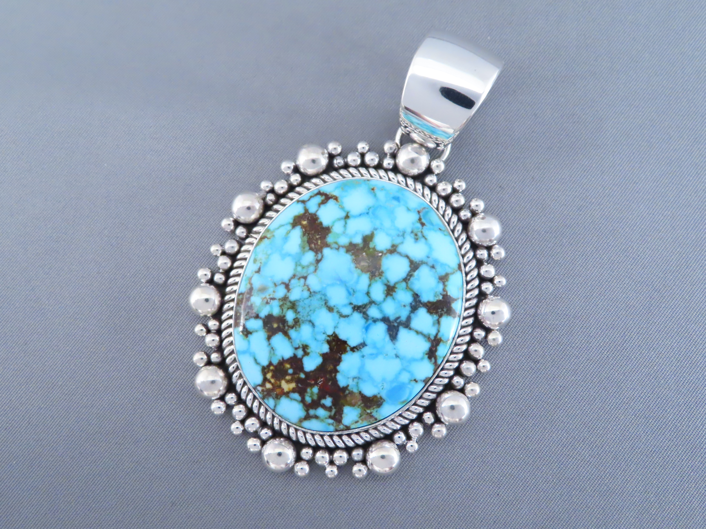 Larger Kingman Turquoise Pendant by Artie Yellowhorse
