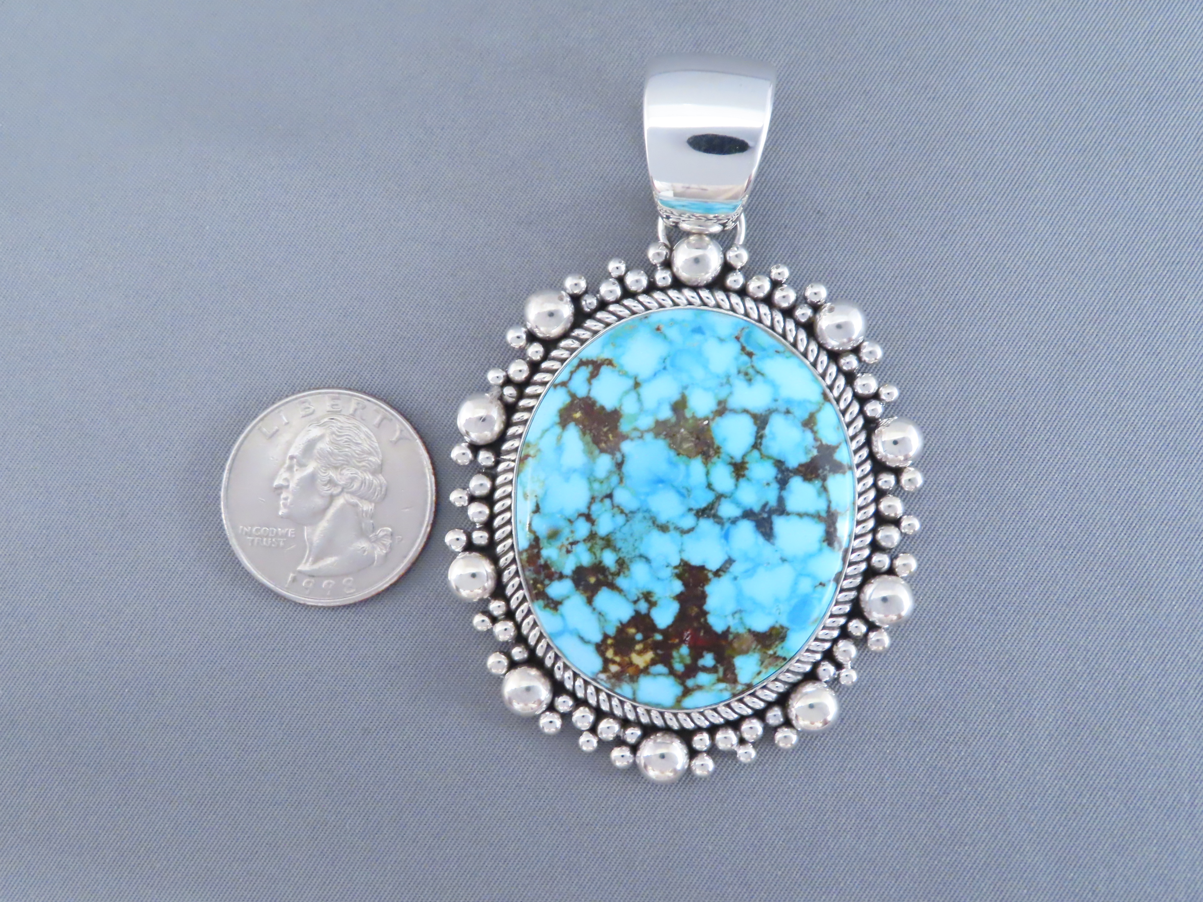 Larger Kingman Turquoise Pendant by Artie Yellowhorse