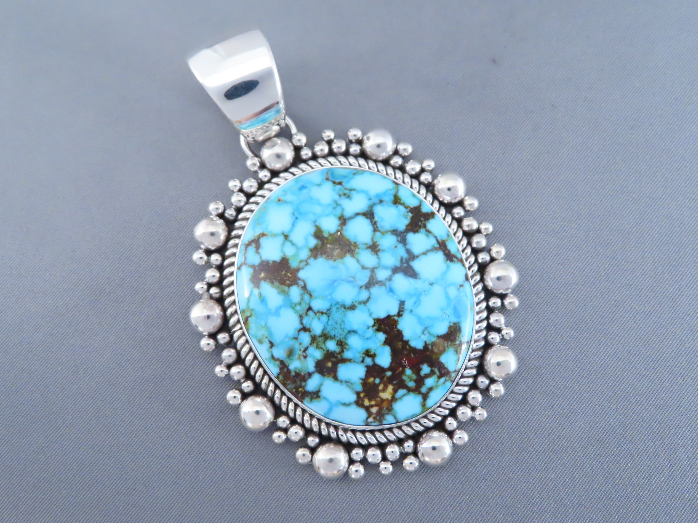 Larger Kingman Turquoise Pendant by Artie Yellowhorse