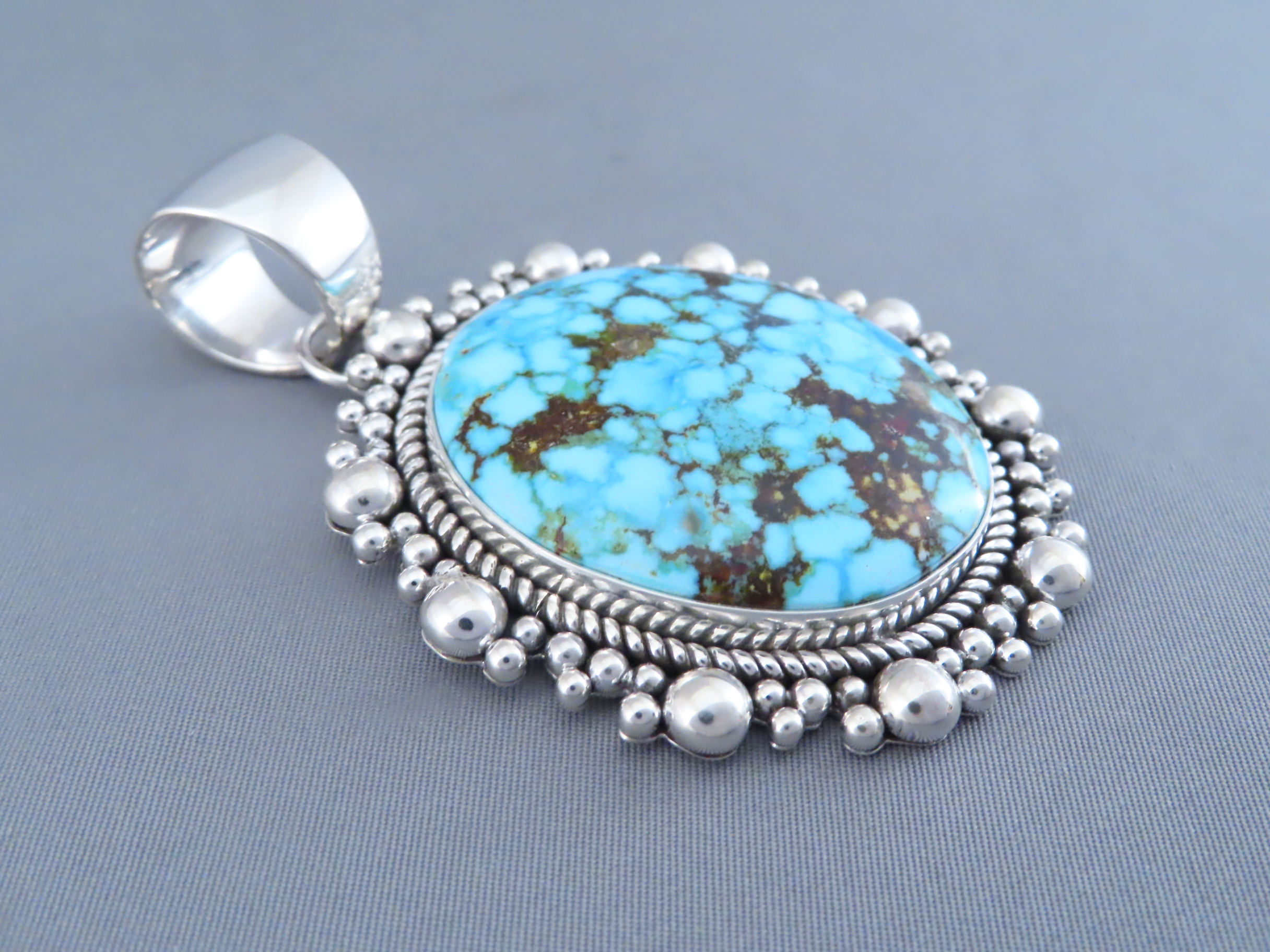 Larger Kingman Turquoise Pendant by Artie Yellowhorse