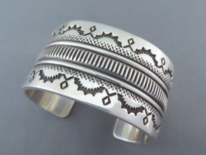 Sterling Silver Wide Cuff Bracelet (Leonard Gene)