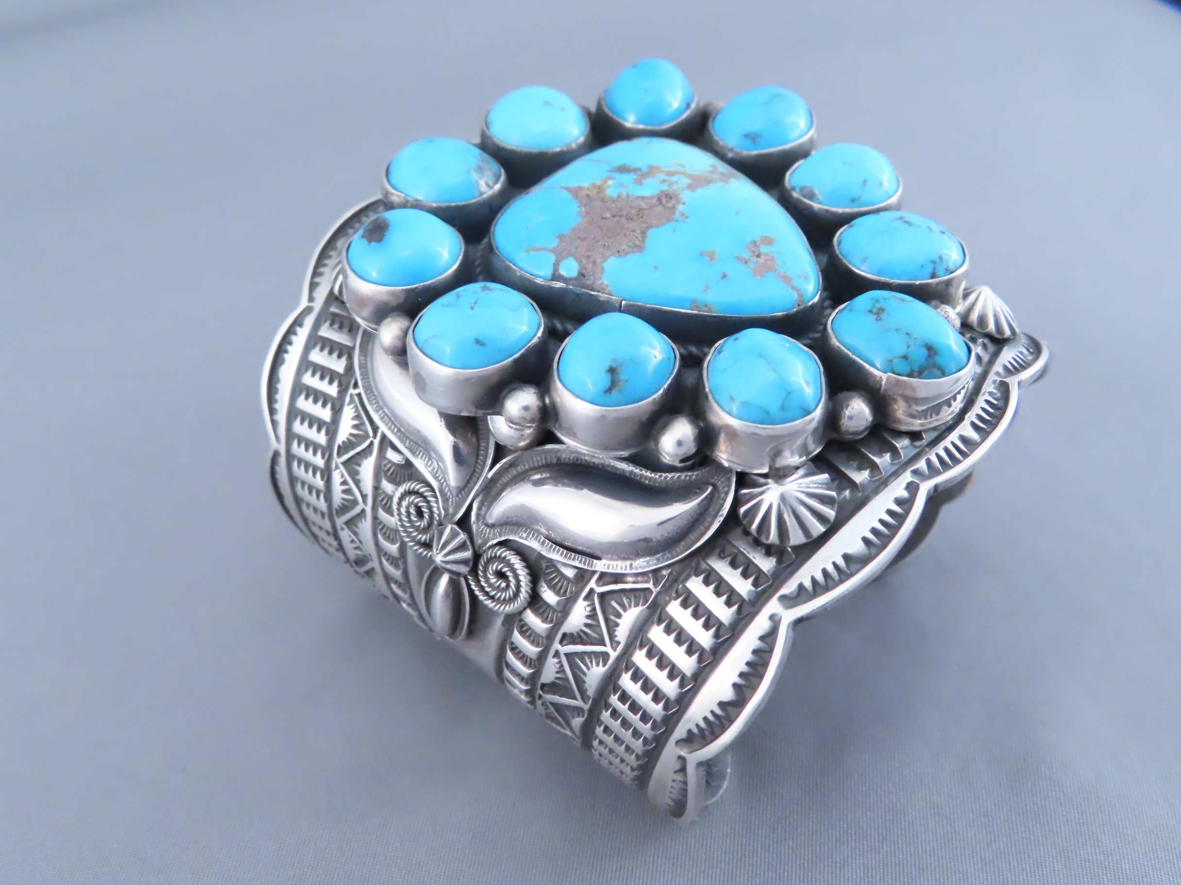 IMPRESSIVE Kingman Turquoise & Silver Cuff Bracelet by Andy Cadman