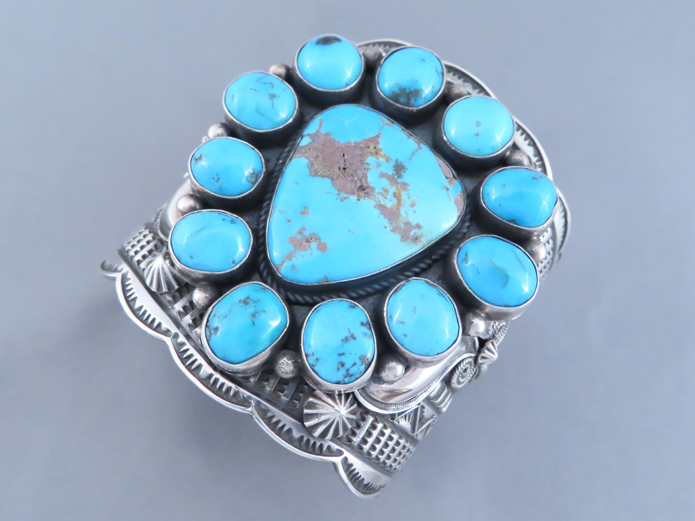 IMPRESSIVE Kingman Turquoise & Silver Cuff Bracelet by Andy Cadman
