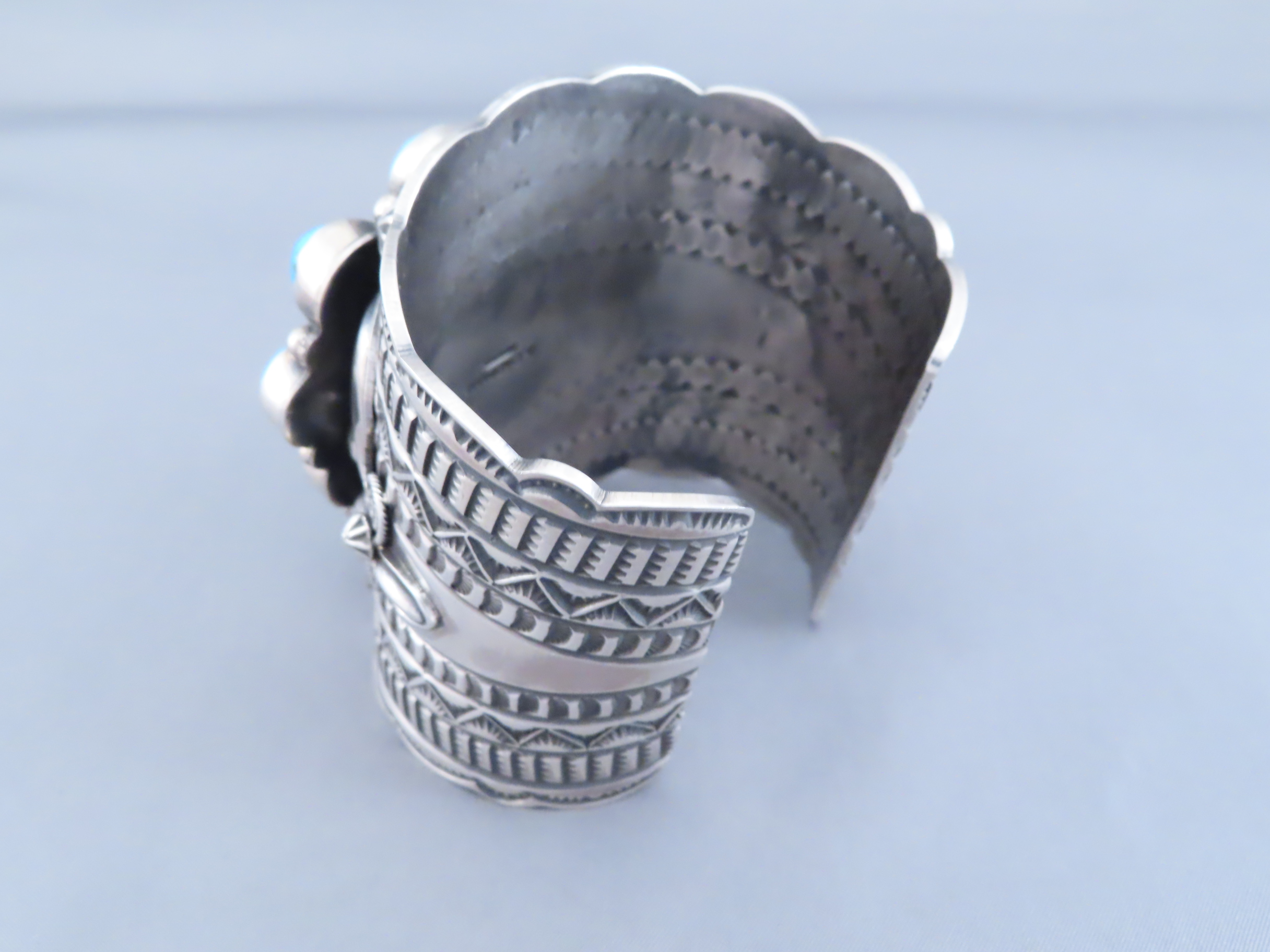 IMPRESSIVE Kingman Turquoise & Silver Cuff Bracelet by Andy Cadman