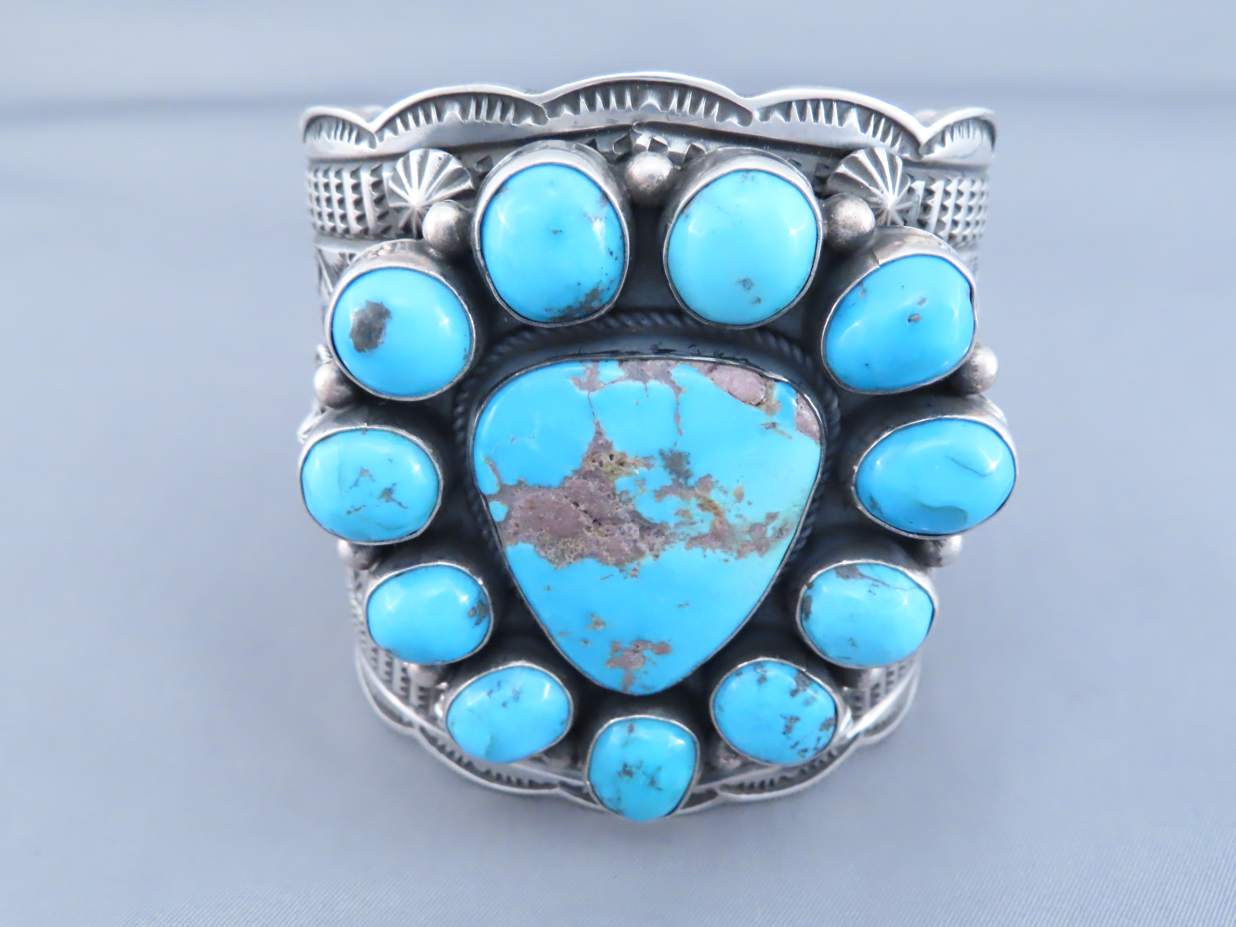 IMPRESSIVE Kingman Turquoise & Silver Cuff Bracelet by Andy Cadman