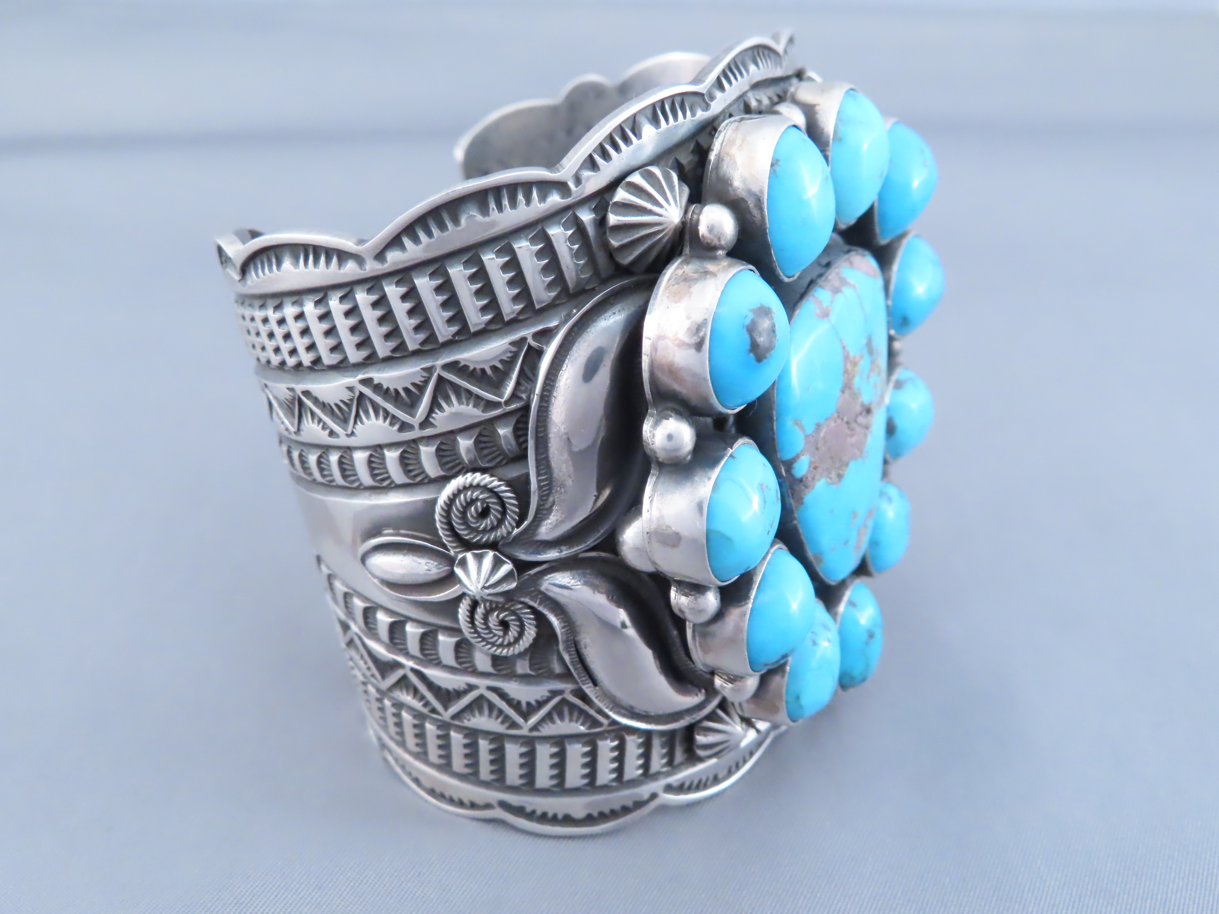 IMPRESSIVE Kingman Turquoise & Silver Cuff Bracelet by Andy Cadman