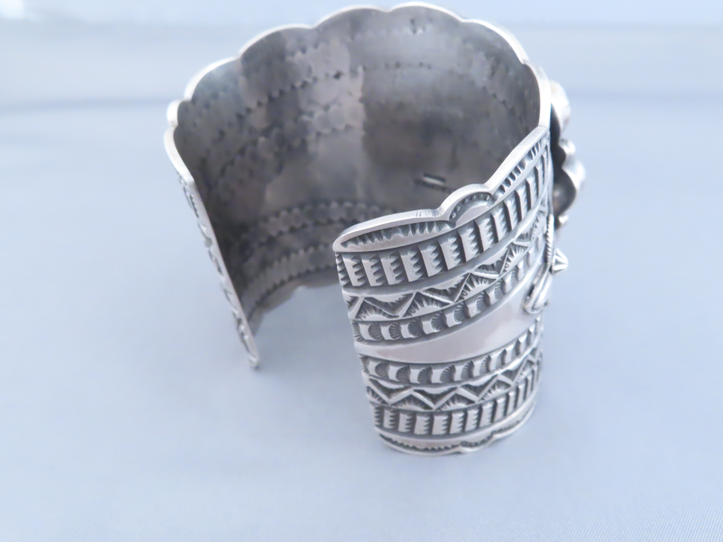 IMPRESSIVE Kingman Turquoise & Silver Cuff Bracelet by Andy Cadman
