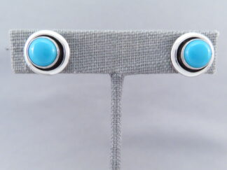 Buy Native American Jewelry - Shadowboxed Sleeping Beauty Turquoise Earrings (posts) by Artie Yellowhorse $165- FOR SALE