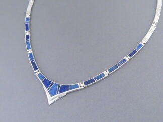Lapis Inlay Necklace in Sterling Silver
