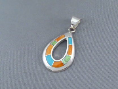 Colorful Multi-Stone Inlay Pendant (Open-Drop)