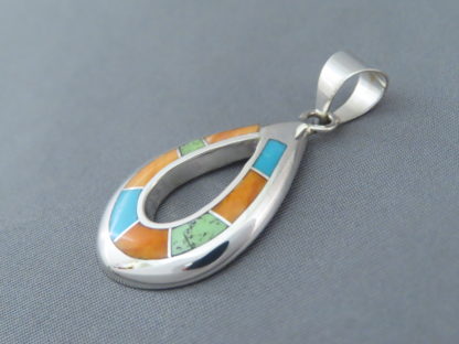 Colorful Multi-Stone Inlay Pendant (Open-Drop)