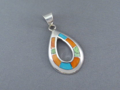 Colorful Multi-Stone Inlay Pendant (Open-Drop)