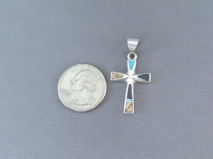 Multi-Stone Inlay Cross Pendant featuring Turquoise