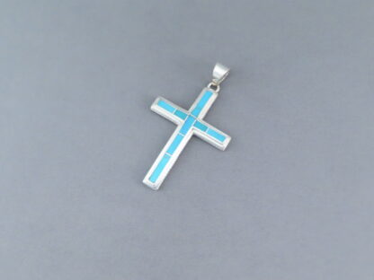 Turquoise Inlay Cross Pendant (Larger)