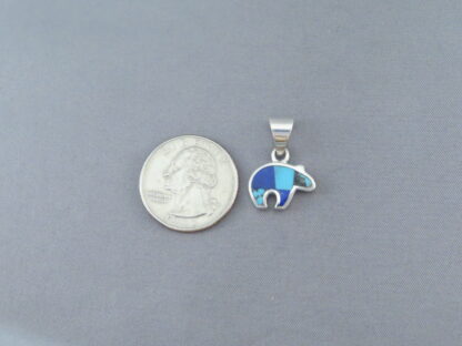 Turquoise & Lapis Inlay Bear Pendant (small)