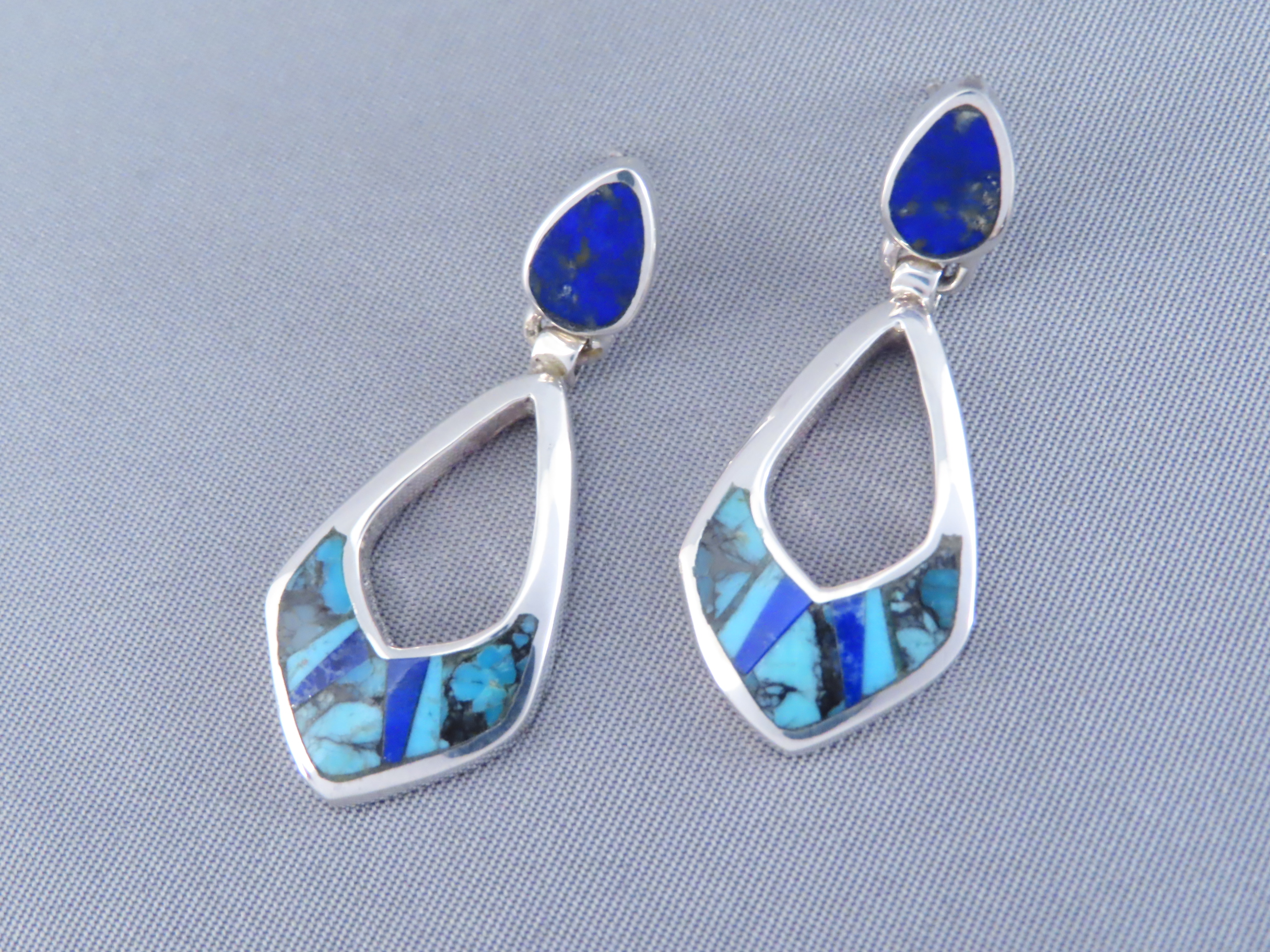Turquoise & Lapis Inlay Earrings