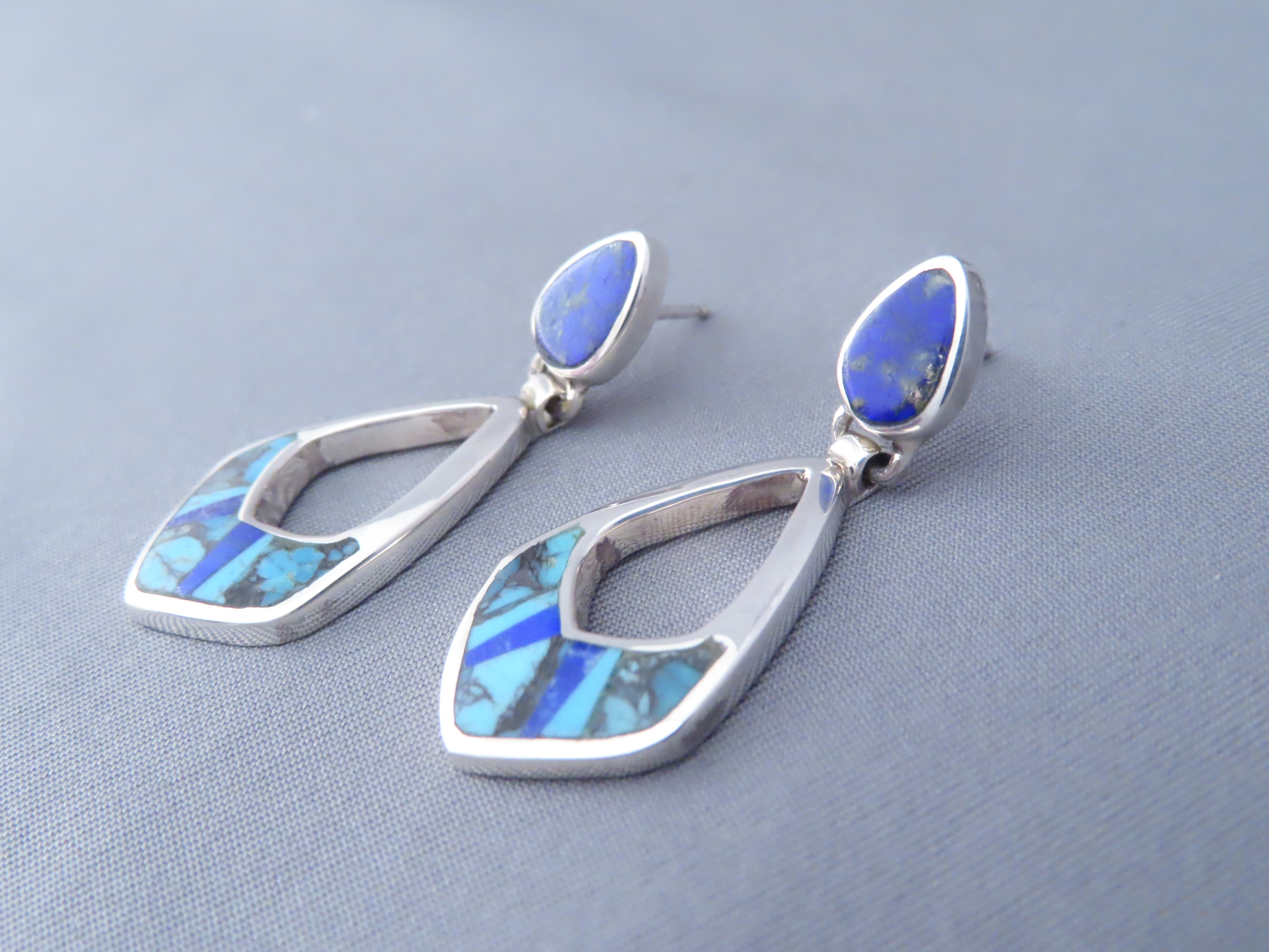Turquoise & Lapis Inlay Earrings
