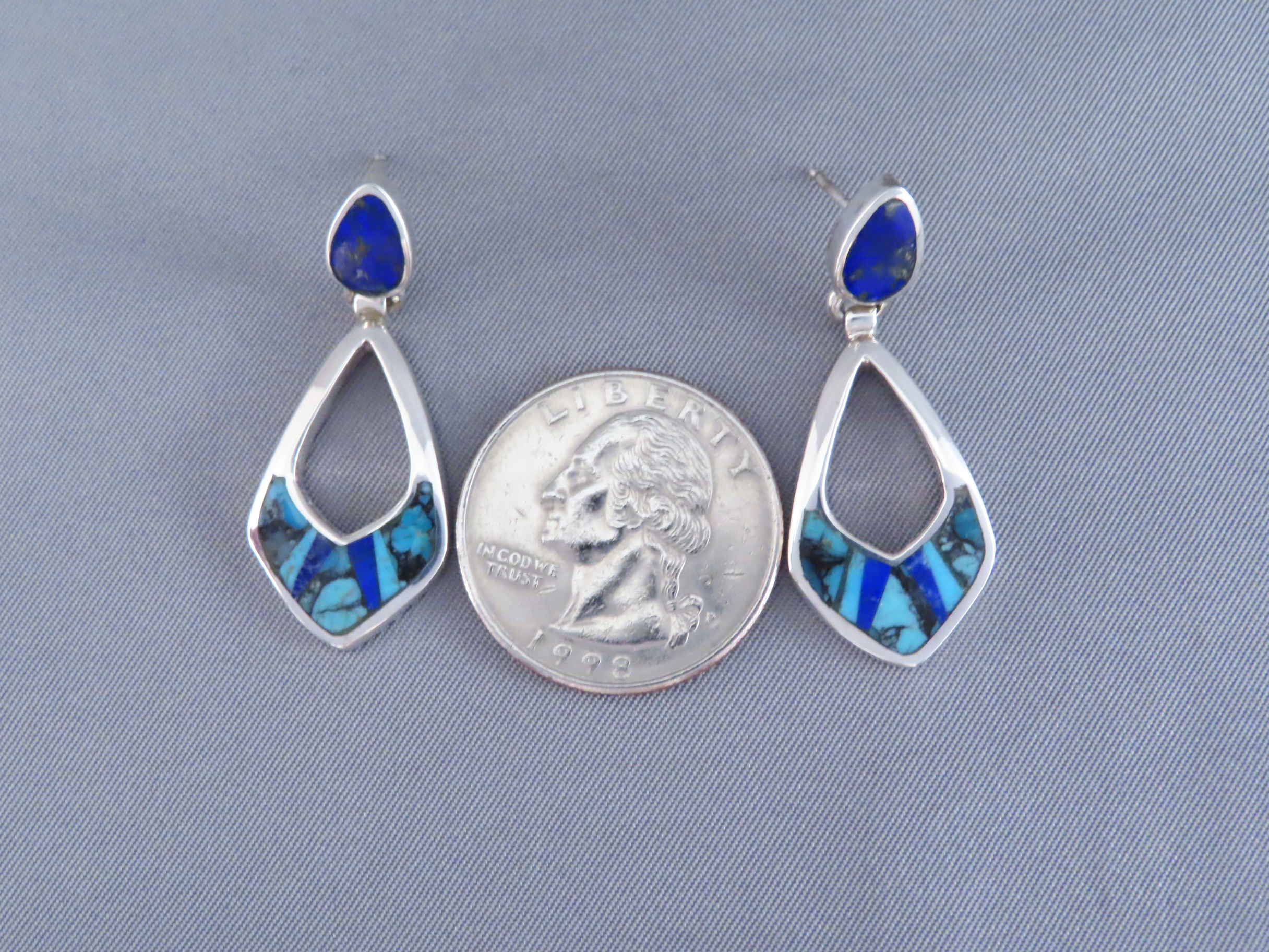 Turquoise & Lapis Inlay Earrings
