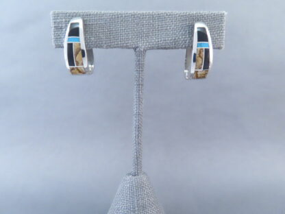 Multi-Stone Inlay Earrings (Huggies) Featuring Turquoise