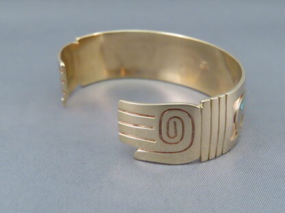 14kt Gold Bracelet by Robert Taylor – ‘BEAR’ Bracelet with Turquoise Inlay