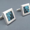 Cufflinks with Turquoise & Black Jade Inlay
