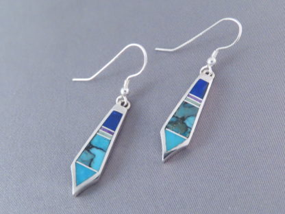 Long Dangling Inlaid Multi-Stone Earrings