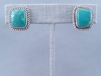 Buy Turquoise Jewelry - Smaller Royston Turquoise Stud Earrings by Native American jeweler, Artie Yellowhorse FOR SALE $225-