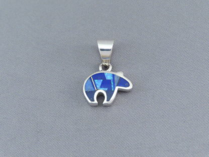 Lapis & Opal Inlay Bear Pendant – Small