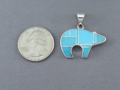 Turquoise Inlay Bear Pendant – Reversible