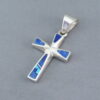 Cross Pendant with Lapis & Opal Inlay