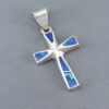 Cross Pendant with Lapis & Opal Inlay