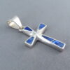 Cross Pendant with Lapis & Opal Inlay