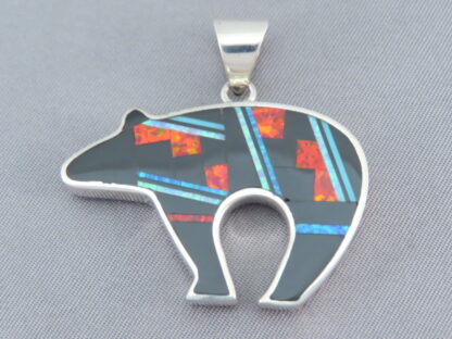 Red & Black Inlay Bear Pendant