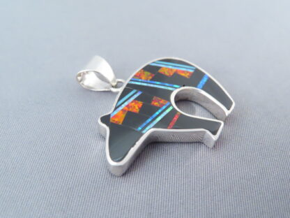 Red & Black Inlay Bear Pendant