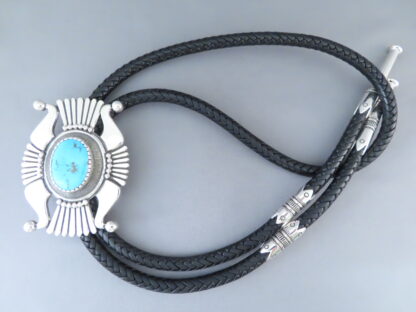 Blue Gem Turquoise Bolo Tie by Leonard Gene
