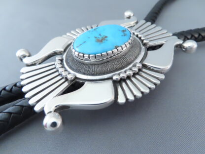 Blue Gem Turquoise Bolo Tie by Leonard Gene