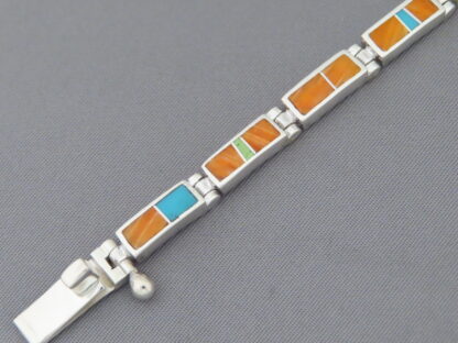 Colorful Multi-Stone Inlay Link Bracelet (Narrow)