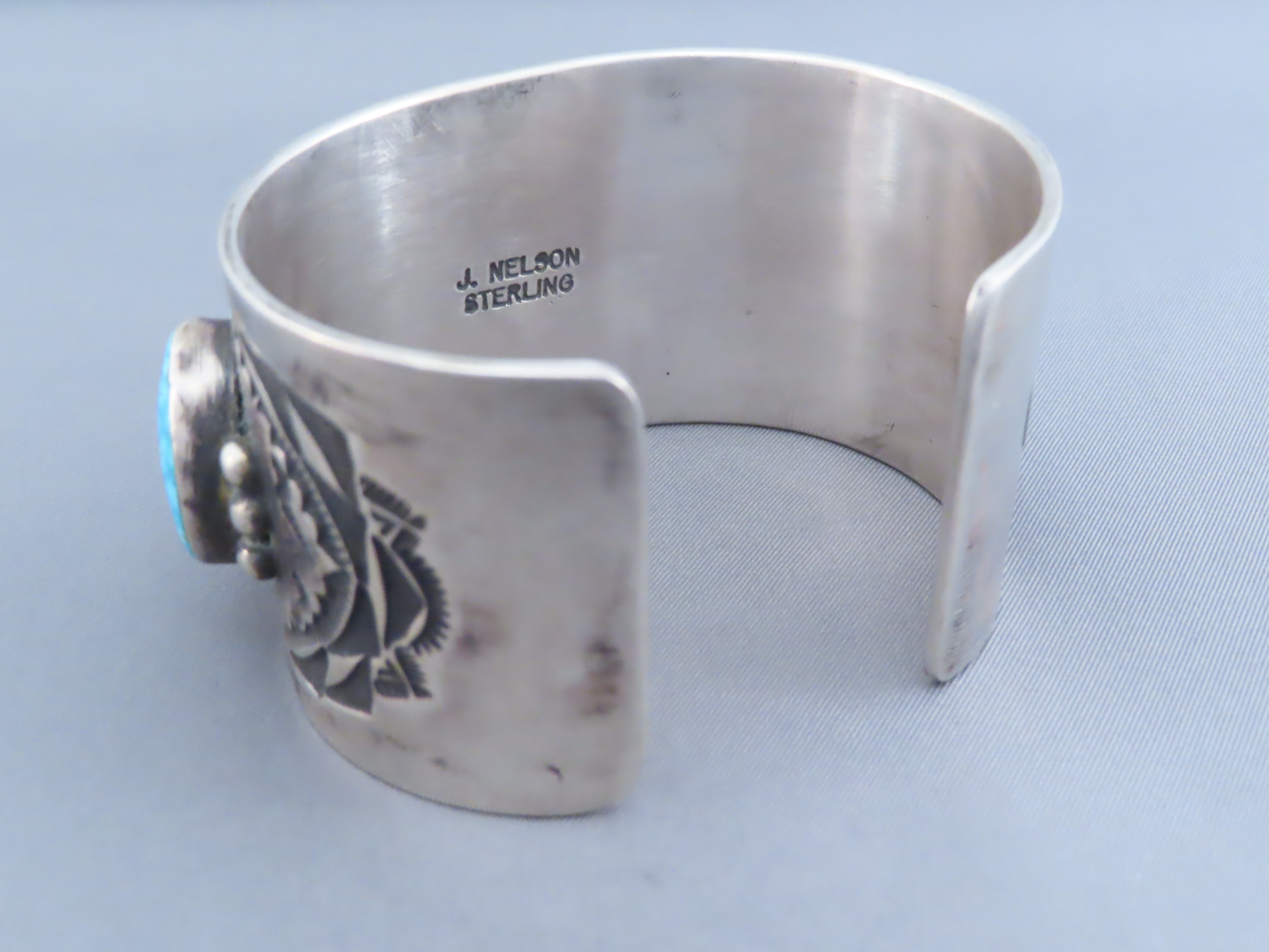 Sterling Silver & Kingman Turquoise Bracelet by John Nelson