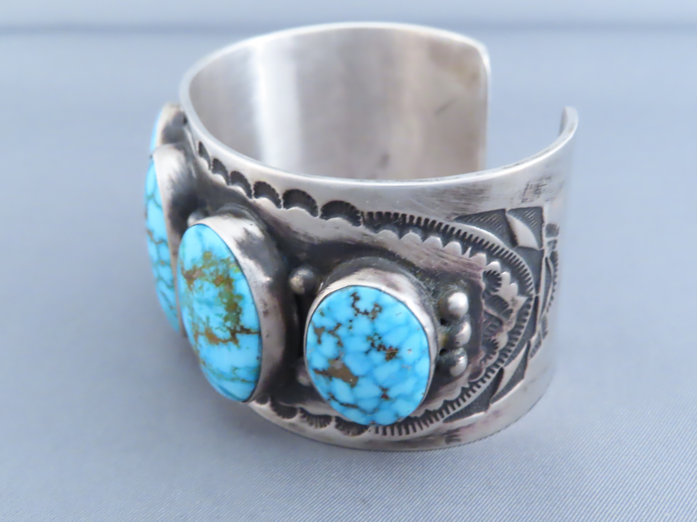 Sterling Silver & Kingman Turquoise Bracelet by John Nelson