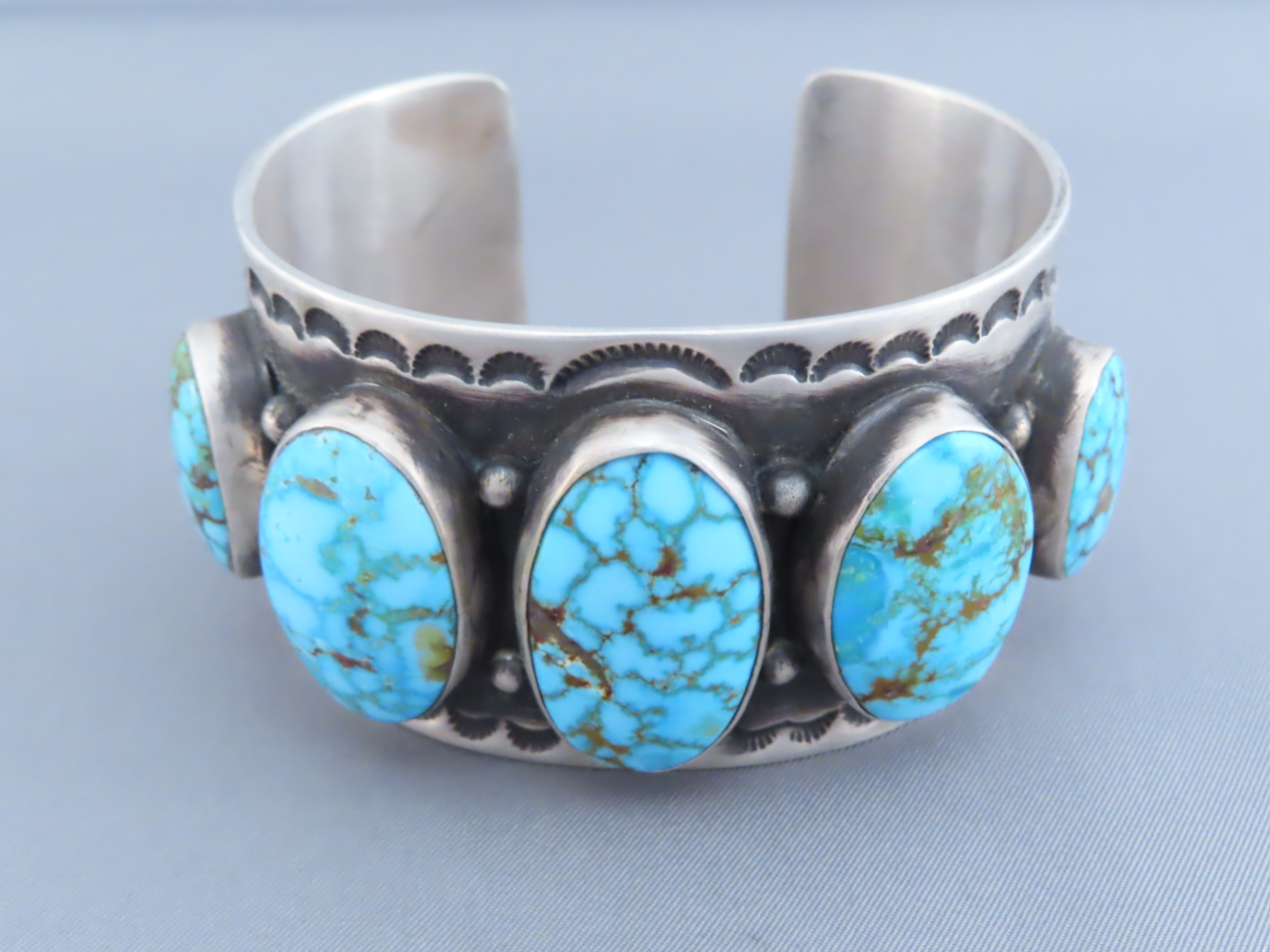 Sterling Silver & Kingman Turquoise Bracelet by John Nelson