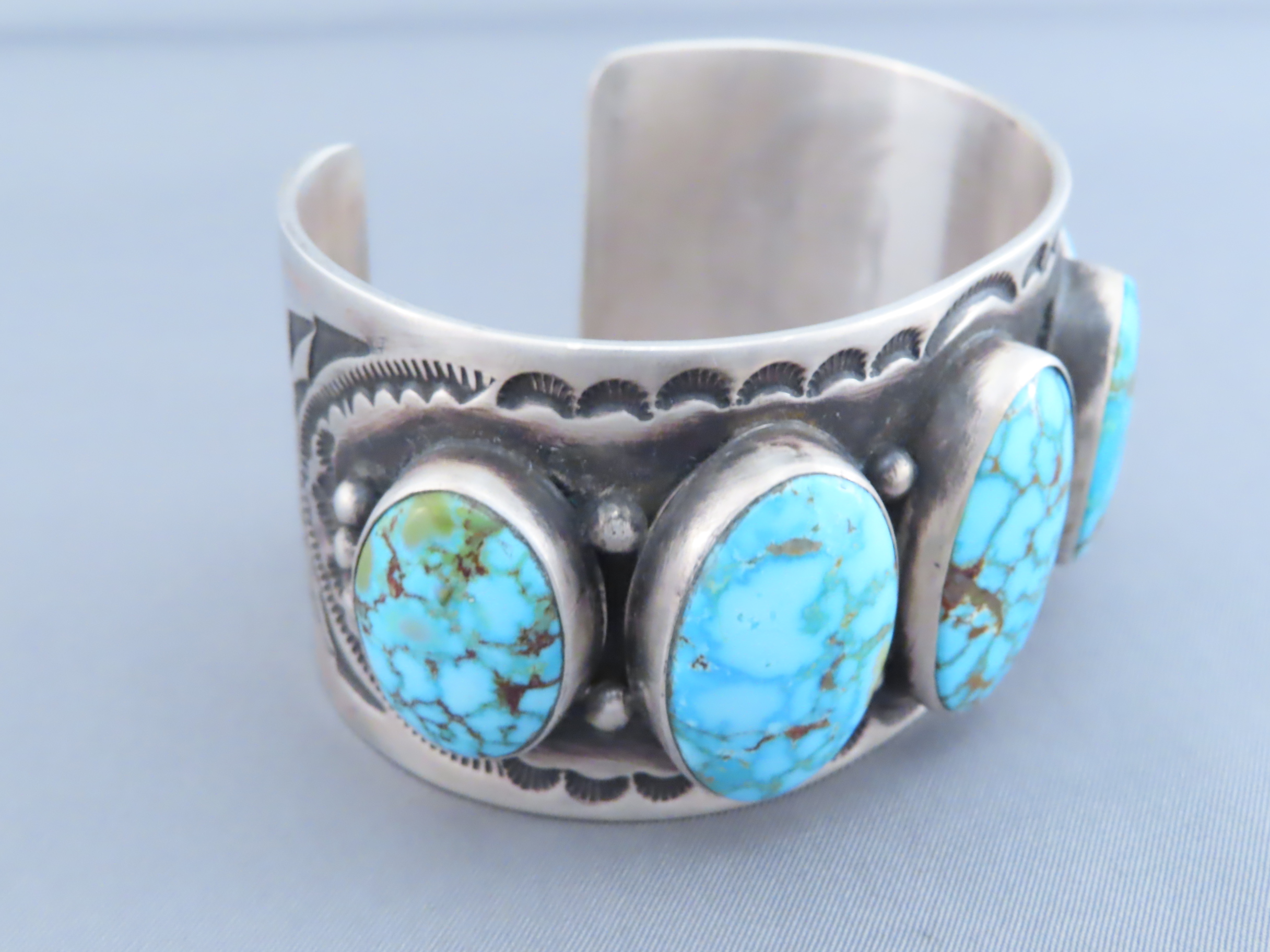 Sterling Silver & Kingman Turquoise Bracelet by John Nelson