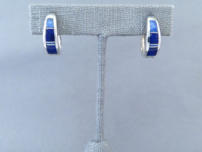Lapis Inlay Earrings (Smaller ‘Huggies’)
