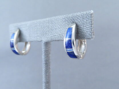 Lapis Inlay Earrings (Smaller ‘Huggies’)