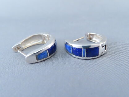 Lapis Inlay Earrings (Smaller ‘Huggies’)