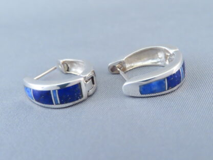Lapis Inlay Earrings (Smaller ‘Huggies’)