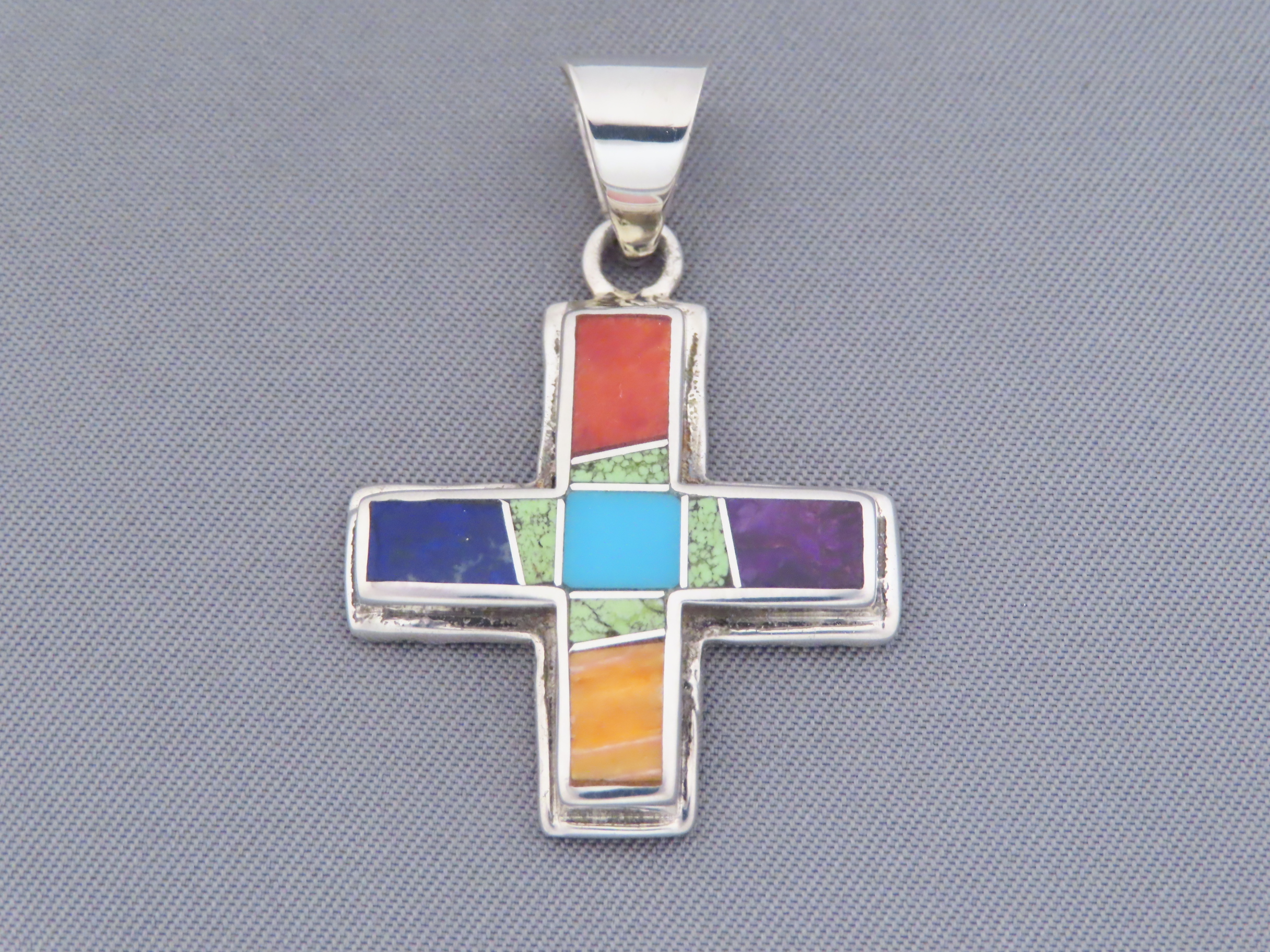 Multi-Color Inlaid Cross Pendant (Reversible)