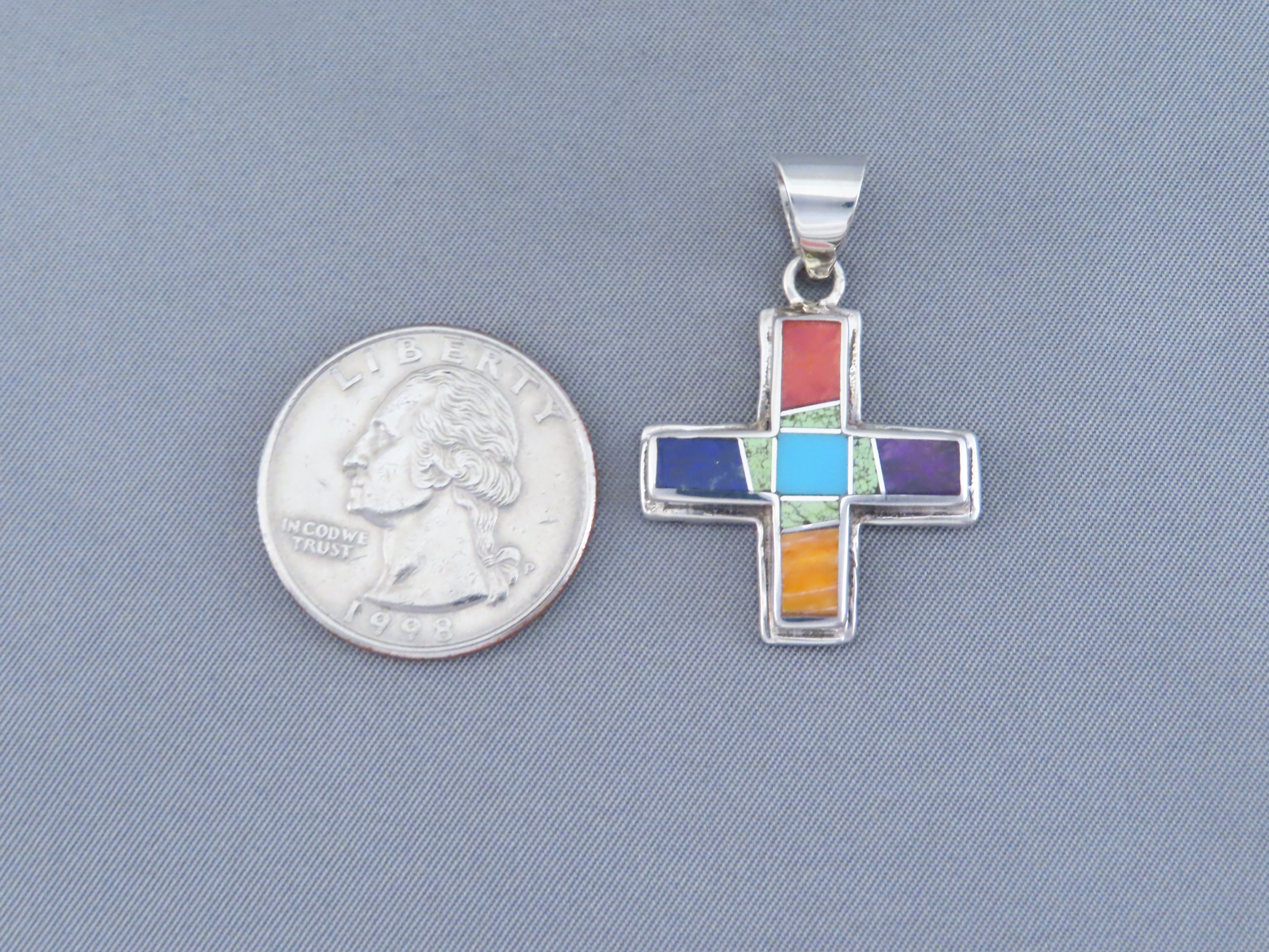 Multi-Color Inlaid Cross Pendant (Reversible)