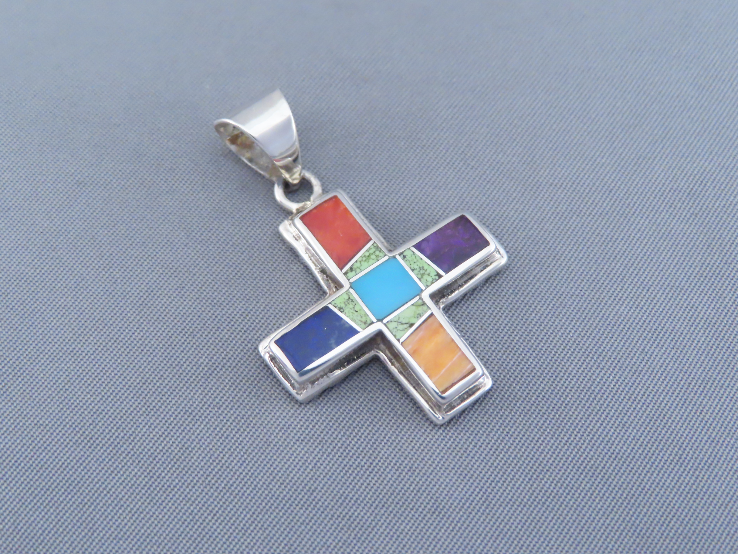 Multi-Color Inlaid Cross Pendant (Reversible)